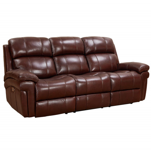 Sunset Trading Luxe Leather Reclining Sofa with Power Headrest | 3 Seater | Dual Recline | USB Ports | Brown SU-9102-88-1394-58