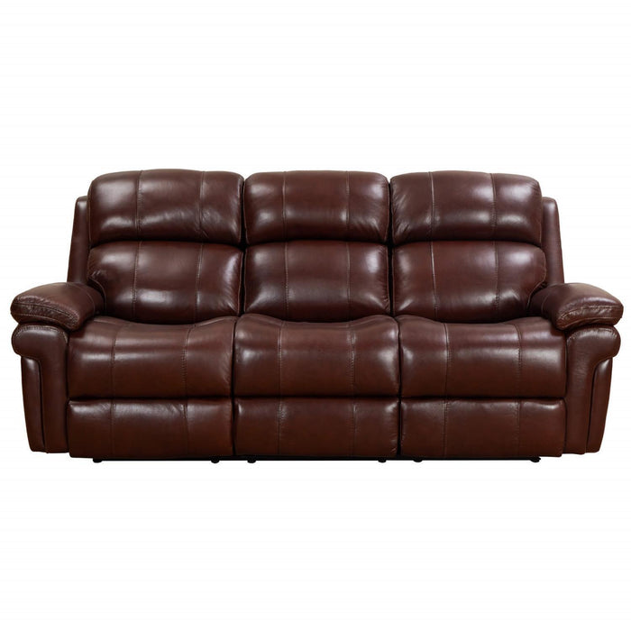 Sunset Trading Luxe Leather Reclining Sofa with Power Headrest | 3 Seater | Dual Recline | USB Ports | Brown SU-9102-88-1394-58