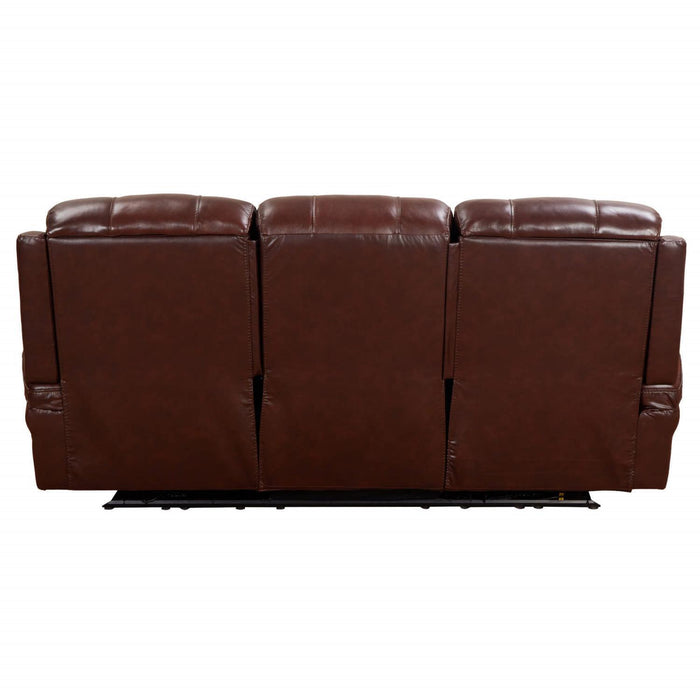 Sunset Trading Luxe Leather Reclining Sofa with Power Headrest | 3 Seater | Dual Recline | USB Ports | Brown SU-9102-88-1394-58