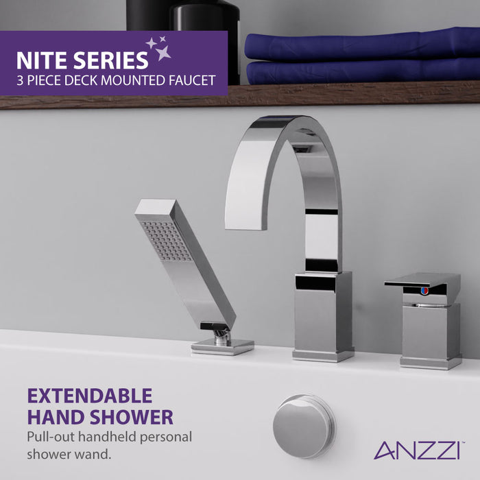 ANZZI Bank Series 65" x 31" Freestanding Glossy White Bathtub with Brushed Nickel Deck Mounted Faucet FT-FR112473CH