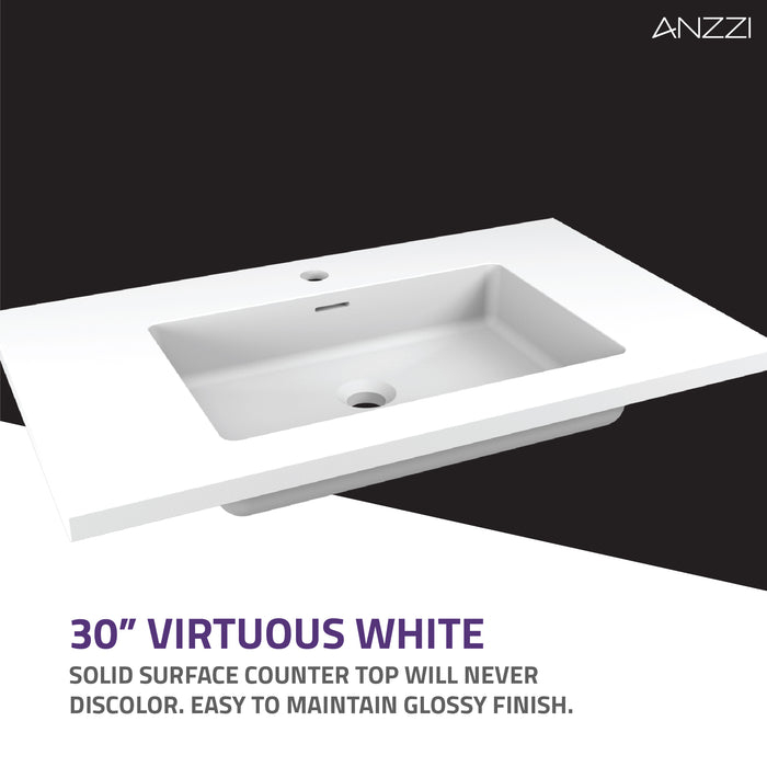 ANZZI Conques Series 30" x 20" Dark Brown Solid Wood Single Bathroom Vanity Set with 24" LED Mirror VT-MR3CT30-DB