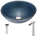 ANZZI Tempo Series 17" x 17" Deco-Glass Round Vessel Sink in Coiled Blue Finish with Chrome Pop-Up Drain and Brushed Nickel Key Faucet LSAZ042-097B