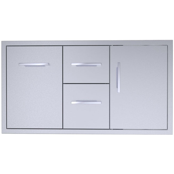 Sunstone Signature 42" Wide Beveled Style Double Drawer & Access Door Outdoor Kitchen Combo BA-DDC42