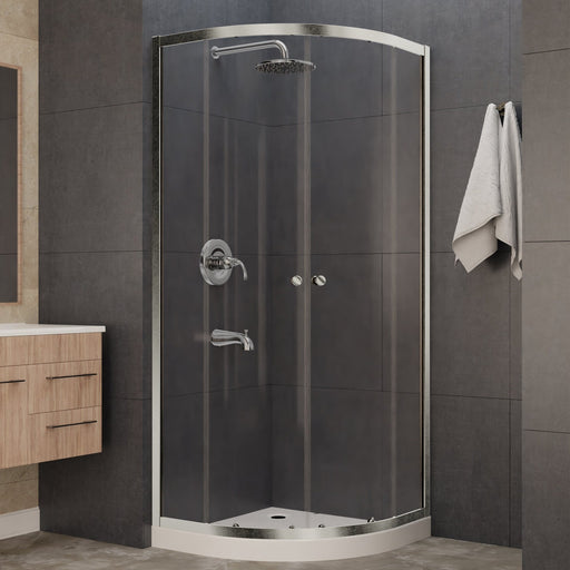 ANZZI Mare Series 35" x 76" Brushed Nickel Framed Sliding Shower Door Enclosure with Tsunami Guard SD-AZ050-01BN
