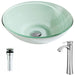 ANZZI Sonata Series 16" x 16" Deco-Glass Round Vessel Sink in Lustrous Light Green Finish with Polished Chrome Pop-Up Drain and Brushed Nickel Faucet