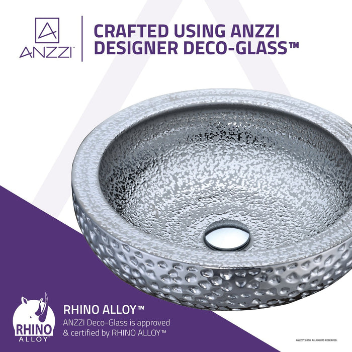 ANZZI Levi Series 17" x 17" Deco-Glass Round Vessel Sink with Polished Chrome Pop-Up Drain