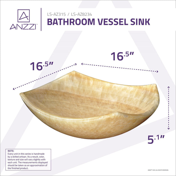 ANZZI Vespa Series 17" x 17" Square Shape Vessel Sink in Cream Jade Finish LS-AZ8234