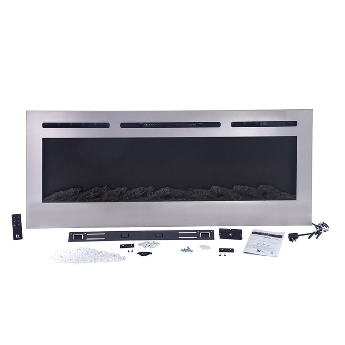 Touchstone Sideline Deluxe Stainless Steel 86273 50 Inch Recessed Electric Fireplace Refurbished