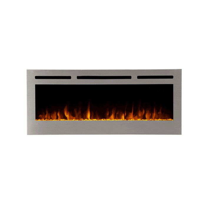 Touchstone Sideline Deluxe Stainless Steel 86273 50 Inch Recessed Electric Fireplace Refurbished