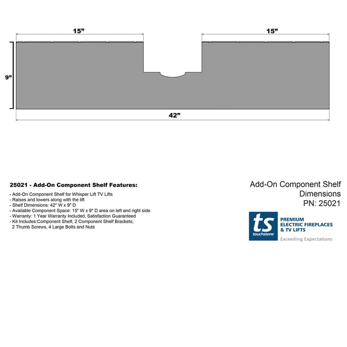 Touchstone Whisper Whisper Lift Add-On Component Shelf