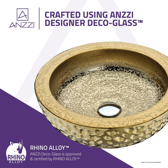 ANZZI Levi Series 17" x 17" Deco-Glass Round Vessel Sink with Polished Chrome Pop-Up Drain