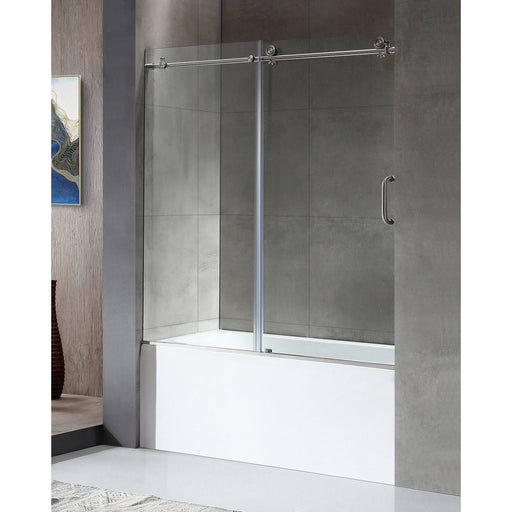 ANZZI Don Series 60" x 62" Frameless Sliding Bathtub Door with Tsunami Guard
