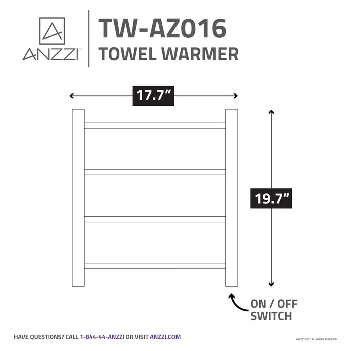 ANZZI Magnus Series 4-Bar Stainless Steel Wall-Mounted Electric Towel Warmer Rack in Brushed Nickel Finish TW-AZ016BN