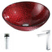 ANZZI Rhythm Series 17" x 17" Deco-Glass Round Vessel Sink in Lustrous Red Finish with Polished Chrome Pop-Up Drain and Enti Faucet LSAZ080-096