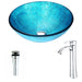 ANZZI Accent Series 17" x 17" Deco-Glass Round Vessel Sink in Blue Ice Finish with Polished Chrome Pop-Up Drain and Harmony Faucet LSAZ047-095