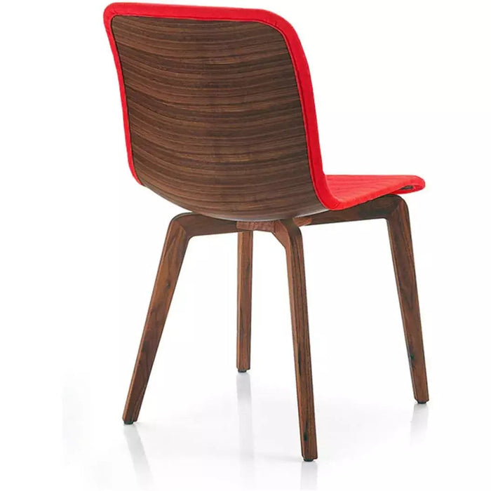 Bellini Modern Living Vela Dining Chair RED with walnut back Vela RD