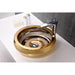 ANZZI Regalia Series 17" x 17" Deco-Glass Round Vessel Sink in Smoothed Gold Finish with Polished Chrome Pop-Up Drain LS-AZ181