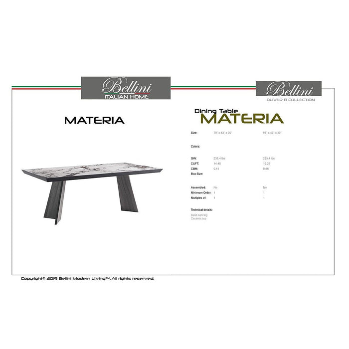 Bellini Modern Living Materia Dining Table 95" Grey Black Materia CPLU 95