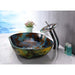 ANZZI Voce Series 22" x 14" Deco-Glass Oval Shape Vessel Sink in Impasto Blue Finish with Polished Chrome Pop-Up Drain LS-AZ192