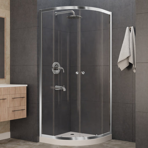 ANZZI Mare Series 35" x 76" Polished Chrome Framed Sliding Shower Door Enclosure with Tsunami Guard SD-AZ050-01CH