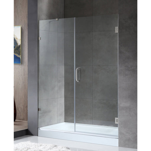 ANZZI Makata Series 58.5" x 72" Brushed Nickel Frameless Alcove Hinged Shower Door with Tsunami Guard SD-AZ8073-01BN