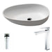 ANZZI Trident Series 24" x 16" Oval Shape Vessel Sink in Matte White Finish with Polished Chrome Enti Faucet and Pop-up Drain LSAZ606-096