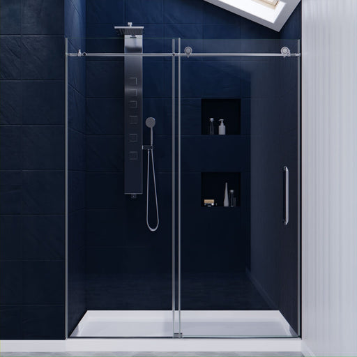 ANZZI Madam Series 60" x 76" Polished Chrome Frameless Rectangular Sliding Shower Door with Tsunami Guard SD-AZ13-02CH