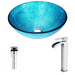 ANZZI Accent Series 17" x 17" Deco-Glass Round Vessel Sink in Blue Ice Finish with Polished Chrome Pop-Up Drain and Key Faucet LSAZ047-097