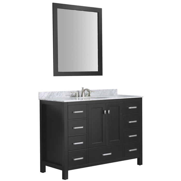 ANZZI Chateau Series 48" x 36" Rich Black Solid Wood Single Bathroom Vanity Set VT-MRCT0048-BK