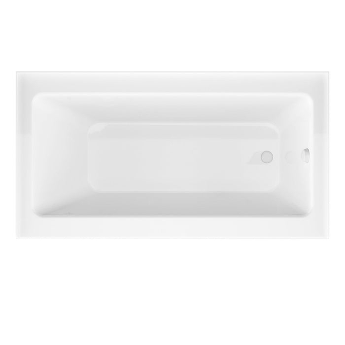 ANZZI Don Series White "60 x 32" Alcove Rectangular Bathtub with Built-In Flange and Frameless Matte Black Sliding Door