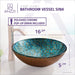 ANZZI Makata Series 17" x 17" Deco-Glass Round Vessel Sink in Gold and Cyan Finish with Polished Chrome Pop-Up Drain LS-AZ8211