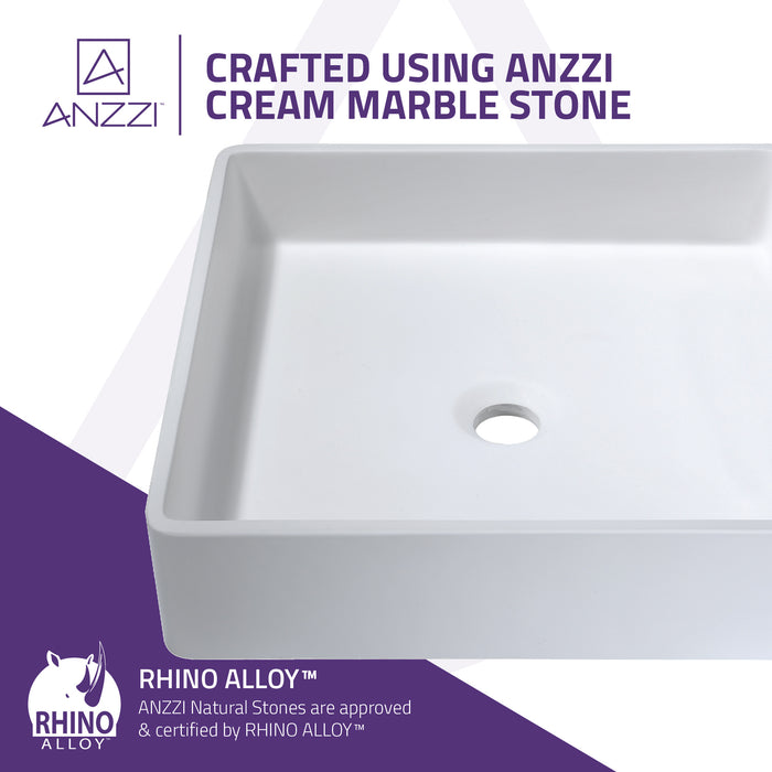 ANZZI Passage Series 16" x 16" Square Shape Vessel Sink in Matte White Finish LS-AZ602